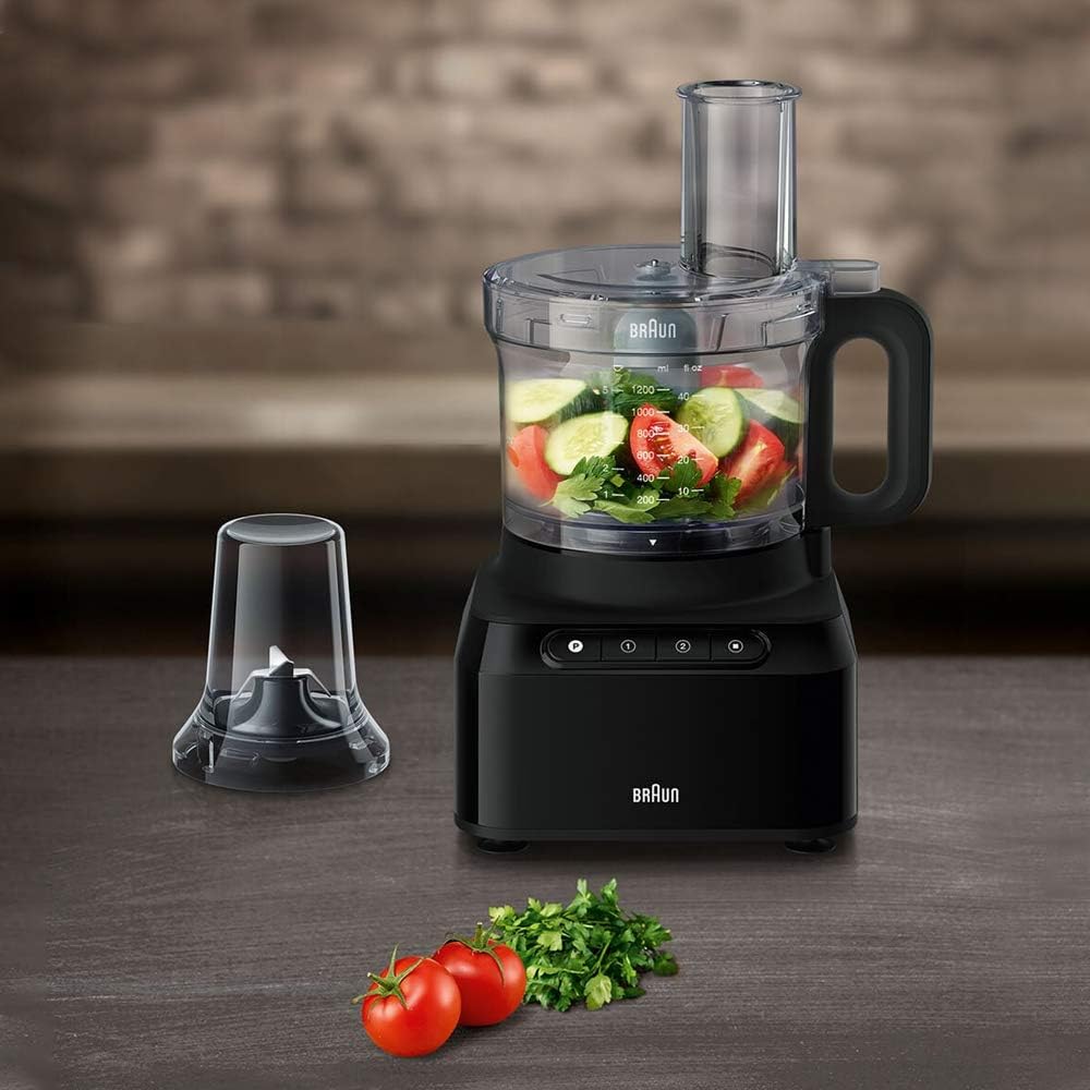Braun FP3132BK 800W Food Processor – 2.1L Bowl & 1.2L Blender (Black)