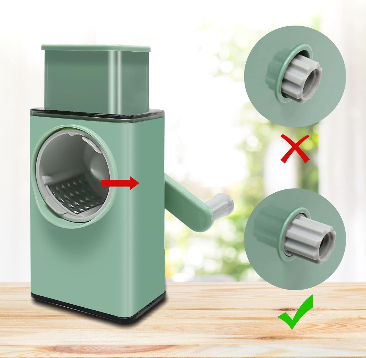 3-in-1 Cheese Shredder with Handle – Vegetable Cutter & Spiralizer with Interchangeable Blades