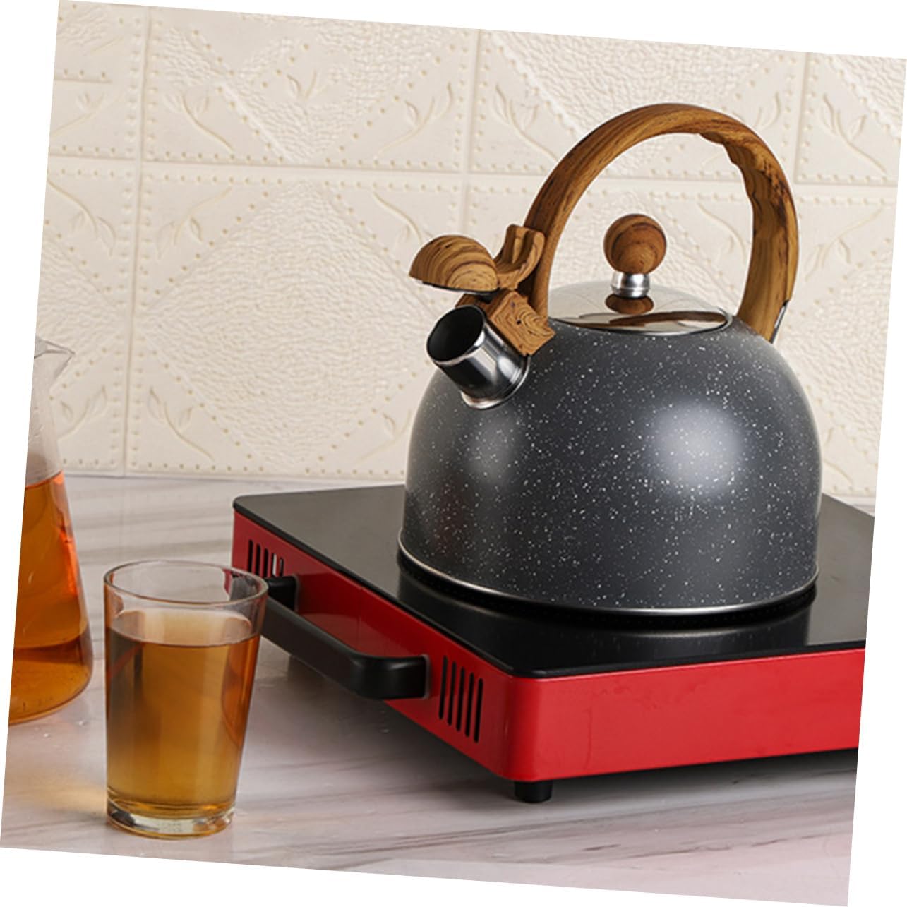 Electric Stainless Steel Whistling Tea & Coffee Maker Kettle – 2.5L Boiling Teapot with Heat-Resistant Handle for Home, Dorm & Camping | 21.5×19×19cm
