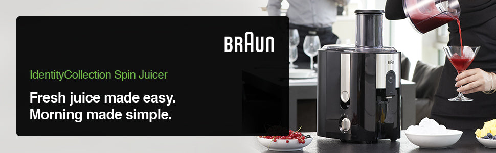 Braun J500 Spin Juicer – 900W Professional Cold Press Juicer (Black)
