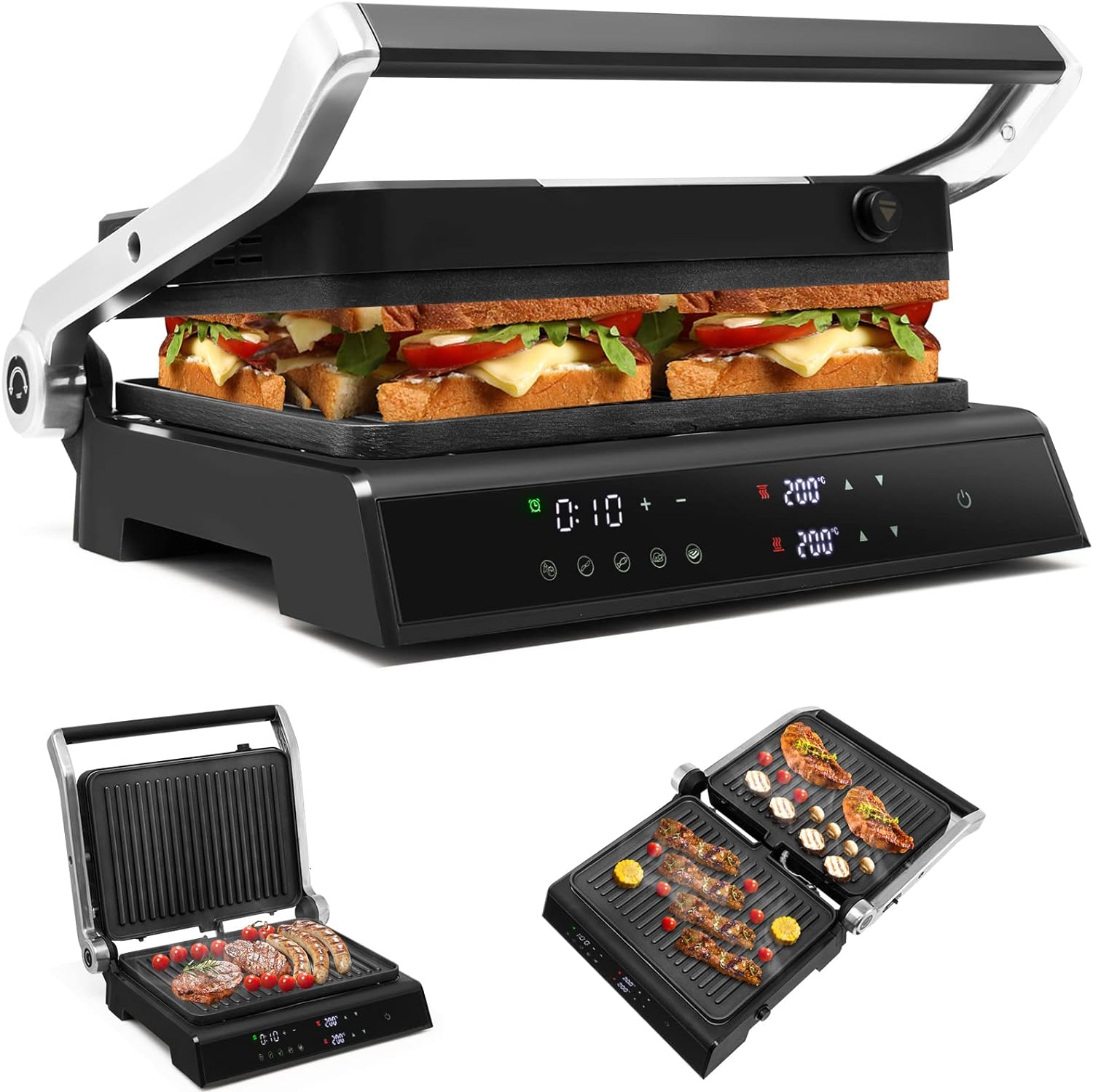 Electric Fold-out Non-Stick Grill – Cook Like a Pro with Smart LED Controls