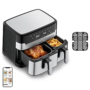Tefal EY905D40 Dual Easy Fry & Grill – 8.3L XL Air Fryer with Dual Drawers & 8 Presets (Black/Silver)