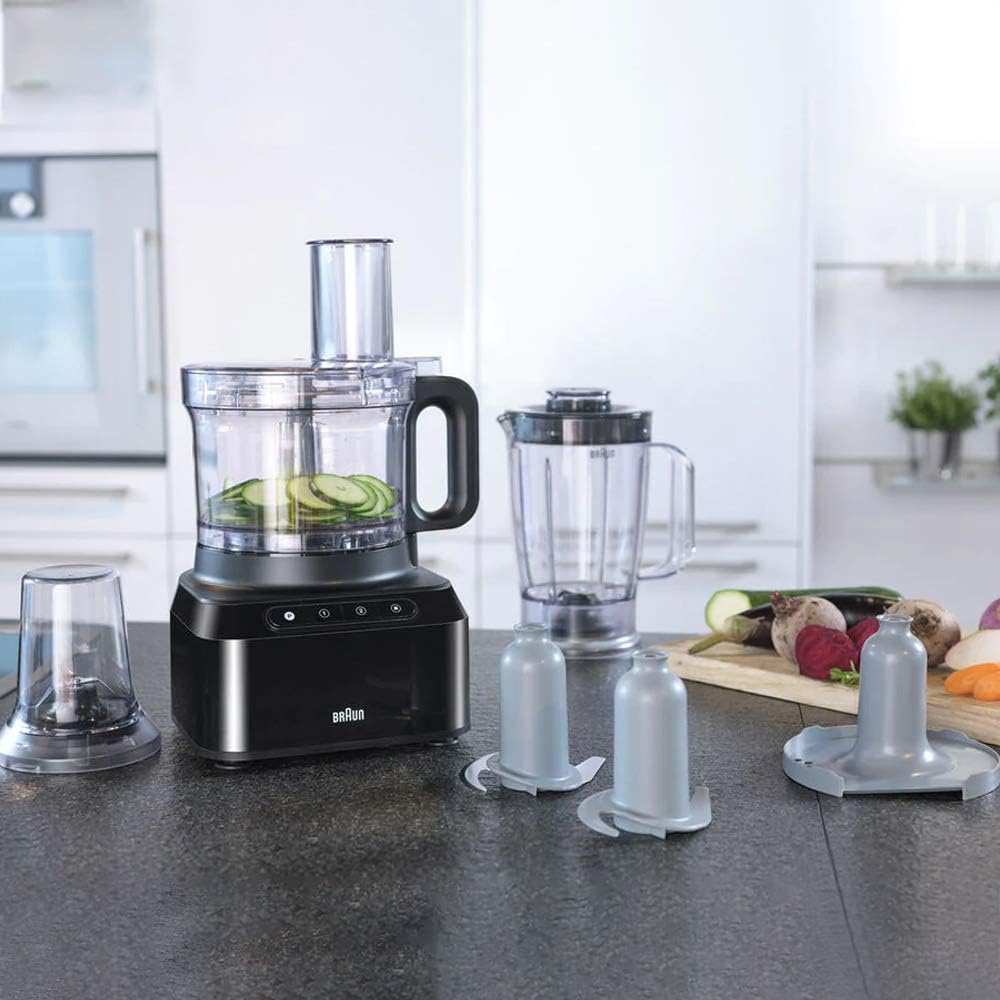 Braun FP3132BK 800W Food Processor – 2.1L Bowl & 1.2L Blender (Black)