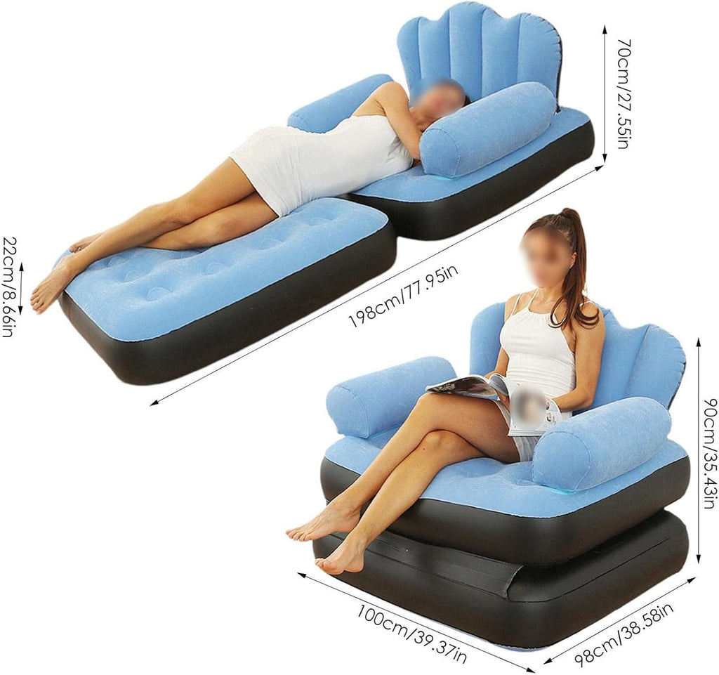 Inflatable Sofa with Ottoman – Ultra-Comfortable, Portable Lounger for Indoors & Outdoors