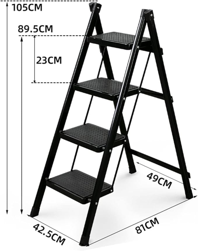 FoldEase Herringbone Step Ladder | Household Aluminum Alloy 4 TIER  Folding Ladder, 150kg Capacity