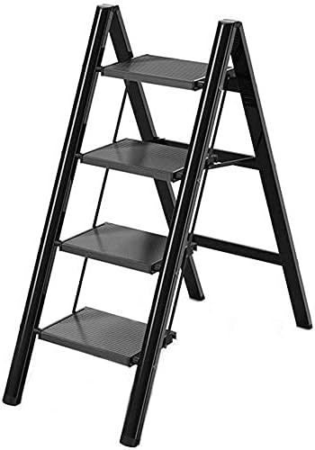 FoldEase Herringbone Step Ladder | Household Aluminum Alloy 4 TIER  Folding Ladder, 150kg Capacity