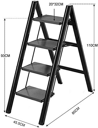 FoldEase Herringbone Step Ladder | Household Aluminum Alloy 4 TIER  Folding Ladder, 150kg Capacity