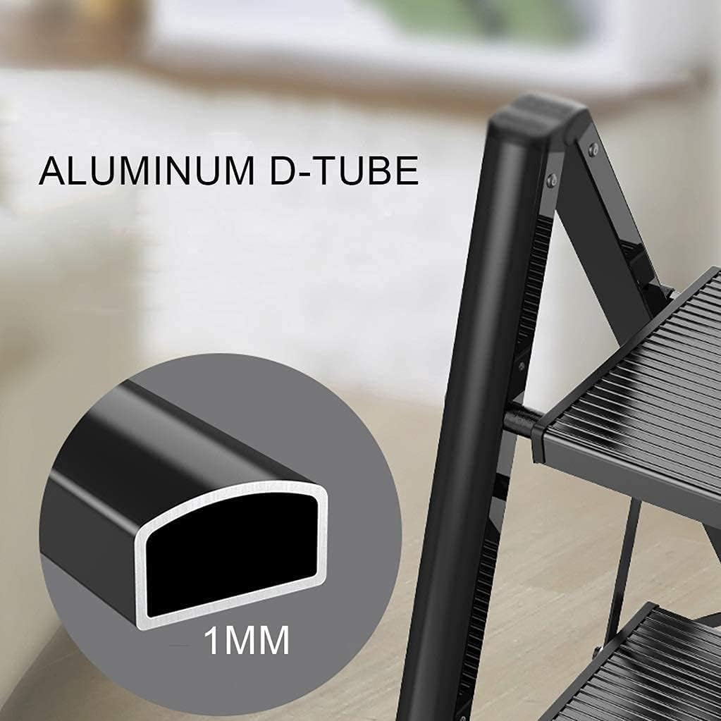 FoldEase Herringbone Step Ladder | Household Aluminum Alloy 4 TIER  Folding Ladder, 150kg Capacity