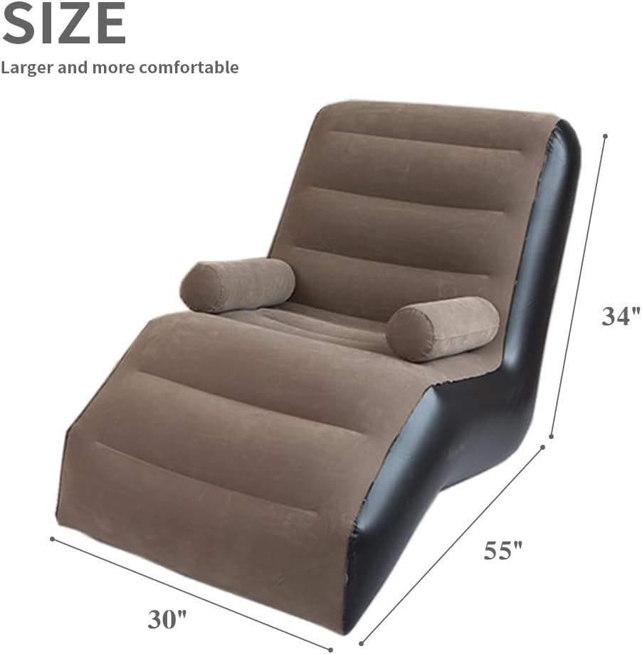 Inflatable Lounge Chair with Air Pump | Indoor Sofa with Handrails