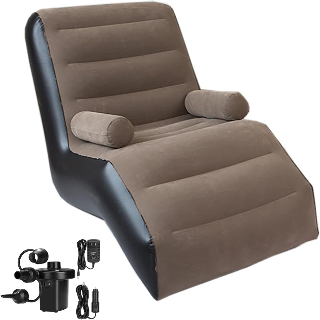 Inflatable Lounge Chair with Air Pump | Indoor Sofa with Handrails