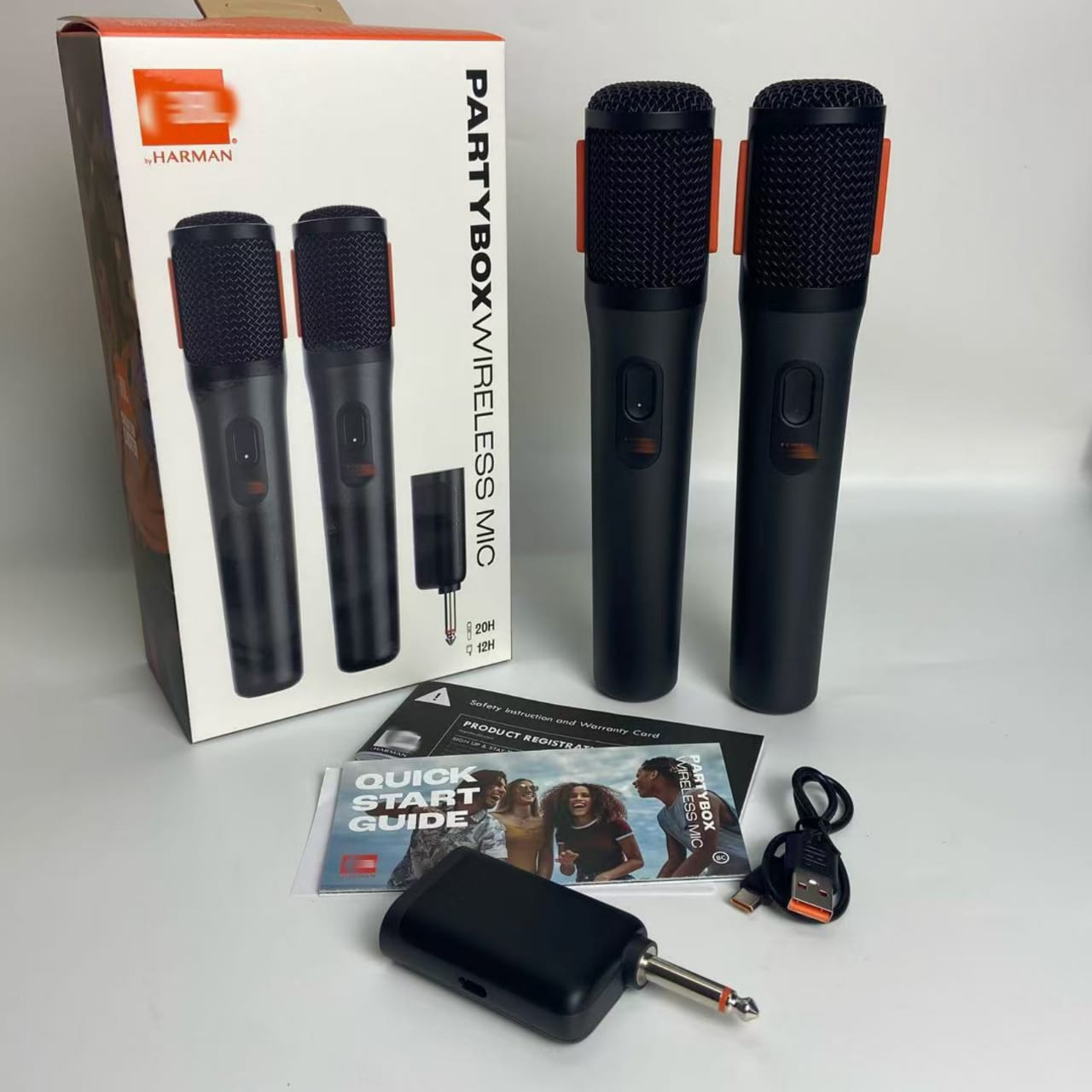 JBL PartyBox Wireless Microphone Set 2x Digital Wireless Mics with Receiver (Rechargeable) Karaoke Mic Kit