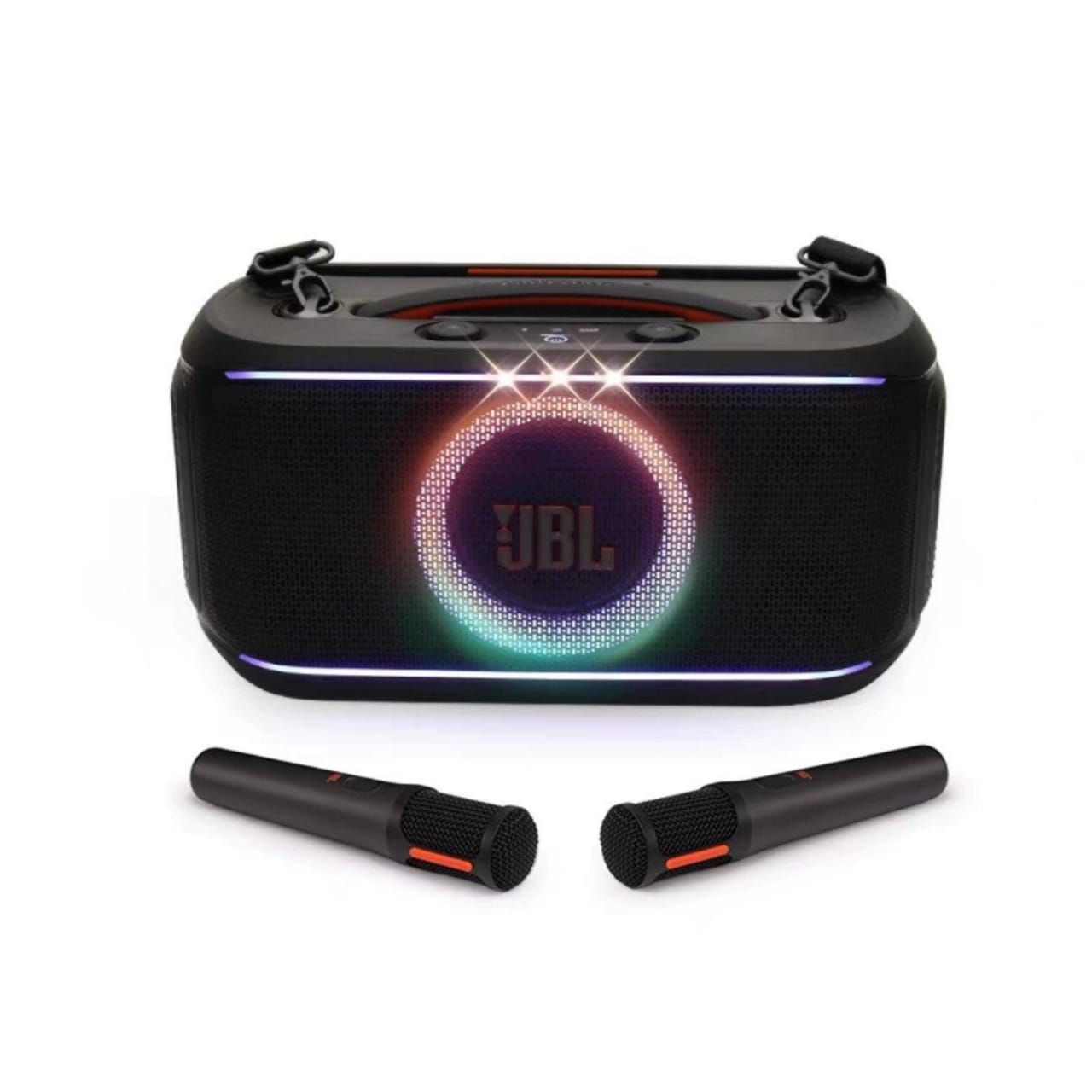 JBL PartyBox On-The-Go 2 Portable Bluetooth Party Speaker with 2 Wireless Microphones & LED Light Show
