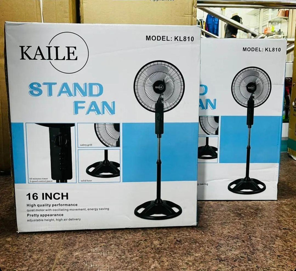 KAILE KL-810 16-Inch Stand Fan – Powerful Cooling with Adjustable Height & Oscillation - LIFE STORES UGANDA