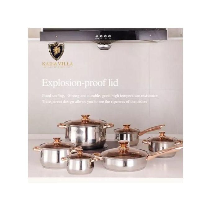 Kaisa Villa 12-Piece Stainless Steel Cookware Set – Durable Elegance for Every Kitchen