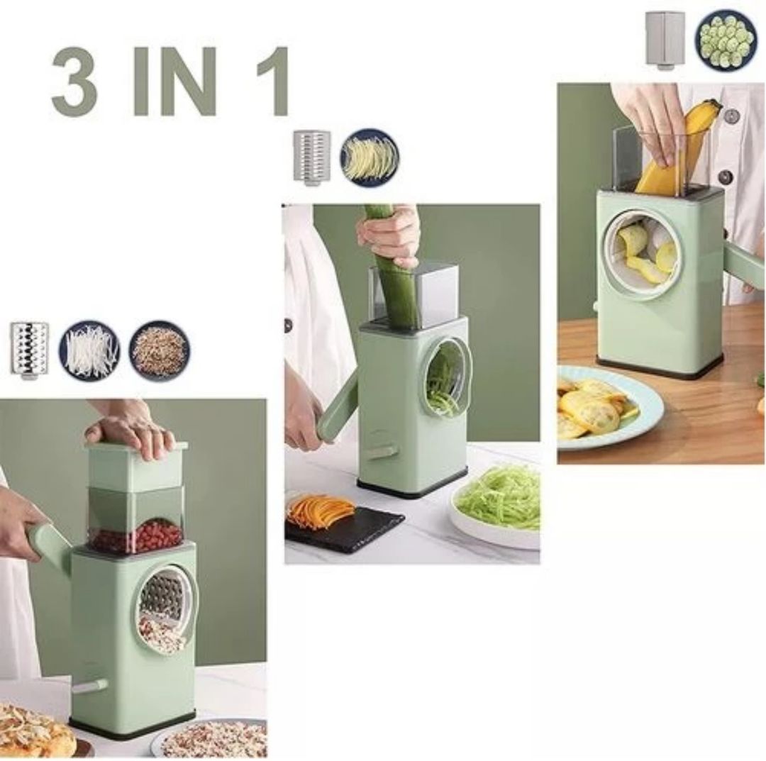 Manual Rotary Grater & Vegetable Slicer – Fast Effortless Grating, Adjustable Thickness, Strong Suction Base