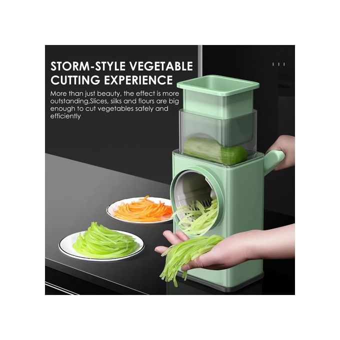 Manual Rotary Grater & Vegetable Slicer – Fast Effortless Grating, Adjustable Thickness, Strong Suction Base