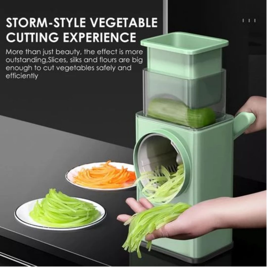 Manual Rotary Grater & Vegetable Slicer – Fast Effortless Grating, Adjustable Thickness, Strong Suction Base