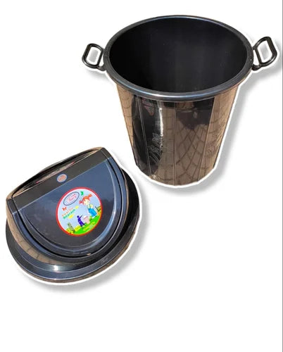 Kenpoly 50L PVC Plastic Dustbin – Large Round Trash Bin with Lid, Heavy-Duty Waste Bin for Home & Outdoor