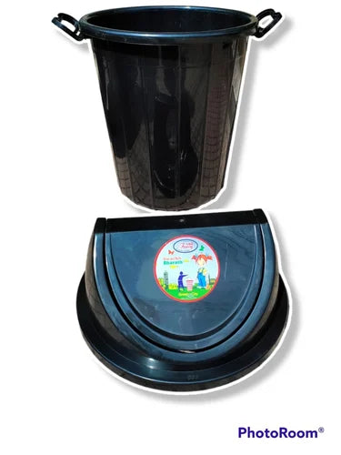 Kenpoly 50L PVC Plastic Dustbin – Large Round Trash Bin with Lid, Heavy-Duty Waste Bin for Home & Outdoor