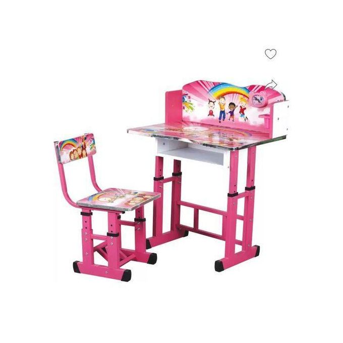 Kid's Prince's Style Study Table and Chair Set | 4-Level Height Adjustable Desk for Kids 3-10 Years | Reading & Computer Table with Laminated Graphics, Sturdy Design