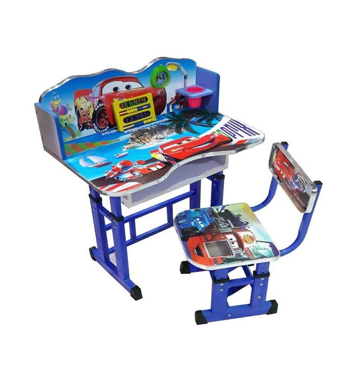 Kid's Prince's Style Study Table and Chair Set | 4-Level Height Adjustable Desk for Kids 3-10 Years | Reading & Computer Table with Laminated Graphics, Sturdy Design