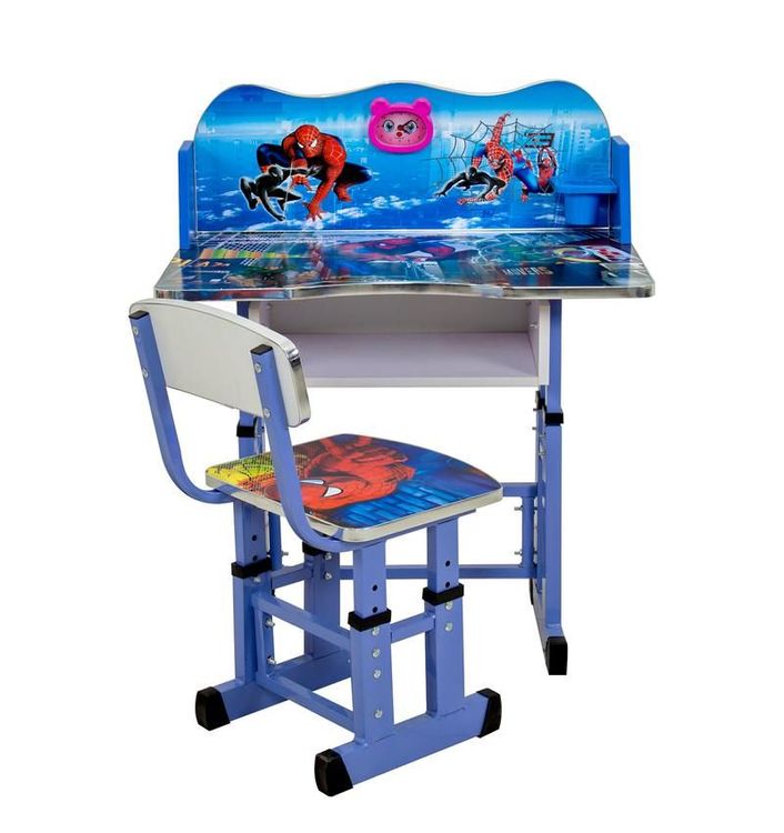Kid's Prince's Style Study Table and Chair Set | 4-Level Height Adjustable Desk for Kids 3-10 Years | Reading & Computer Table with Laminated Graphics, Sturdy Design