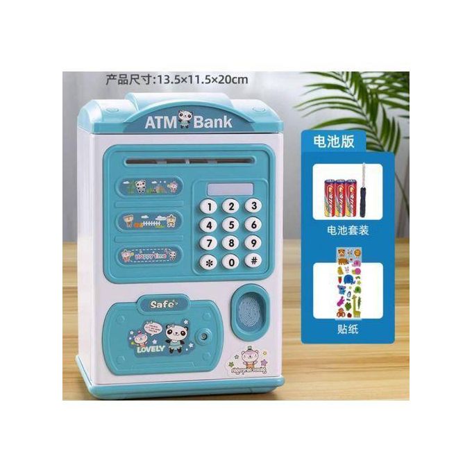 Kids ATM Bank Piggy Bank with Music, Password Lock & Card | Multi-Color Electronic Money Box for Children | Coin & Bill Saving Educational Toy
