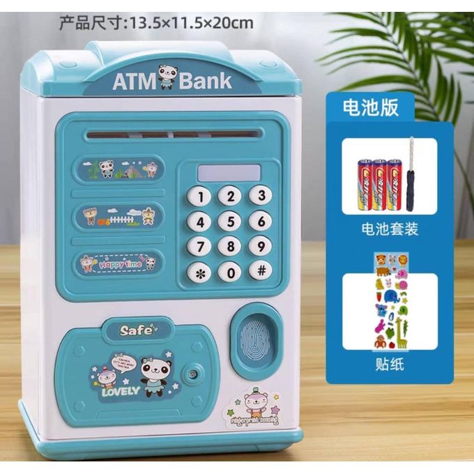 Kids ATM Bank Piggy Bank with Music, Password Lock & Card | Multi-Color Electronic Money Box for Children | Coin & Bill Saving Educational Toy
