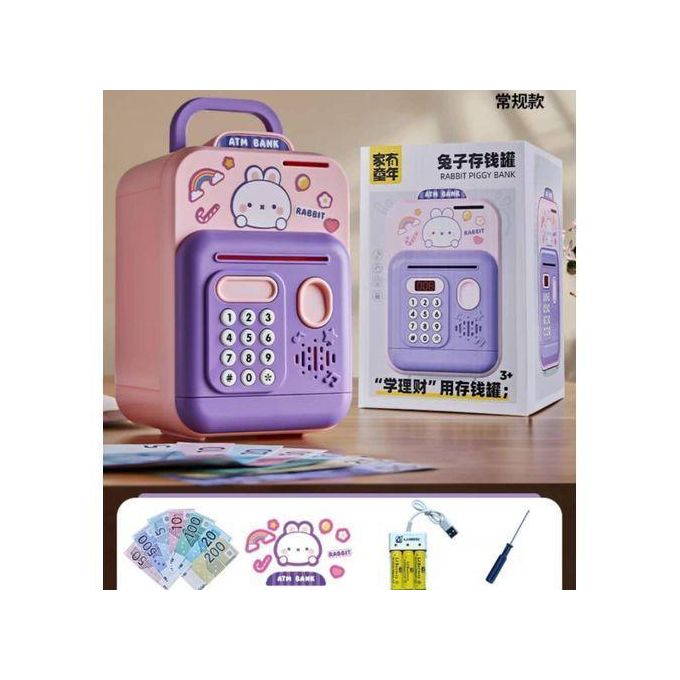 Kids ATM Bank Piggy Bank with Music, Password Lock & Card | Multi-Color Electronic Money Box for Children | Coin & Bill Saving Educational Toy