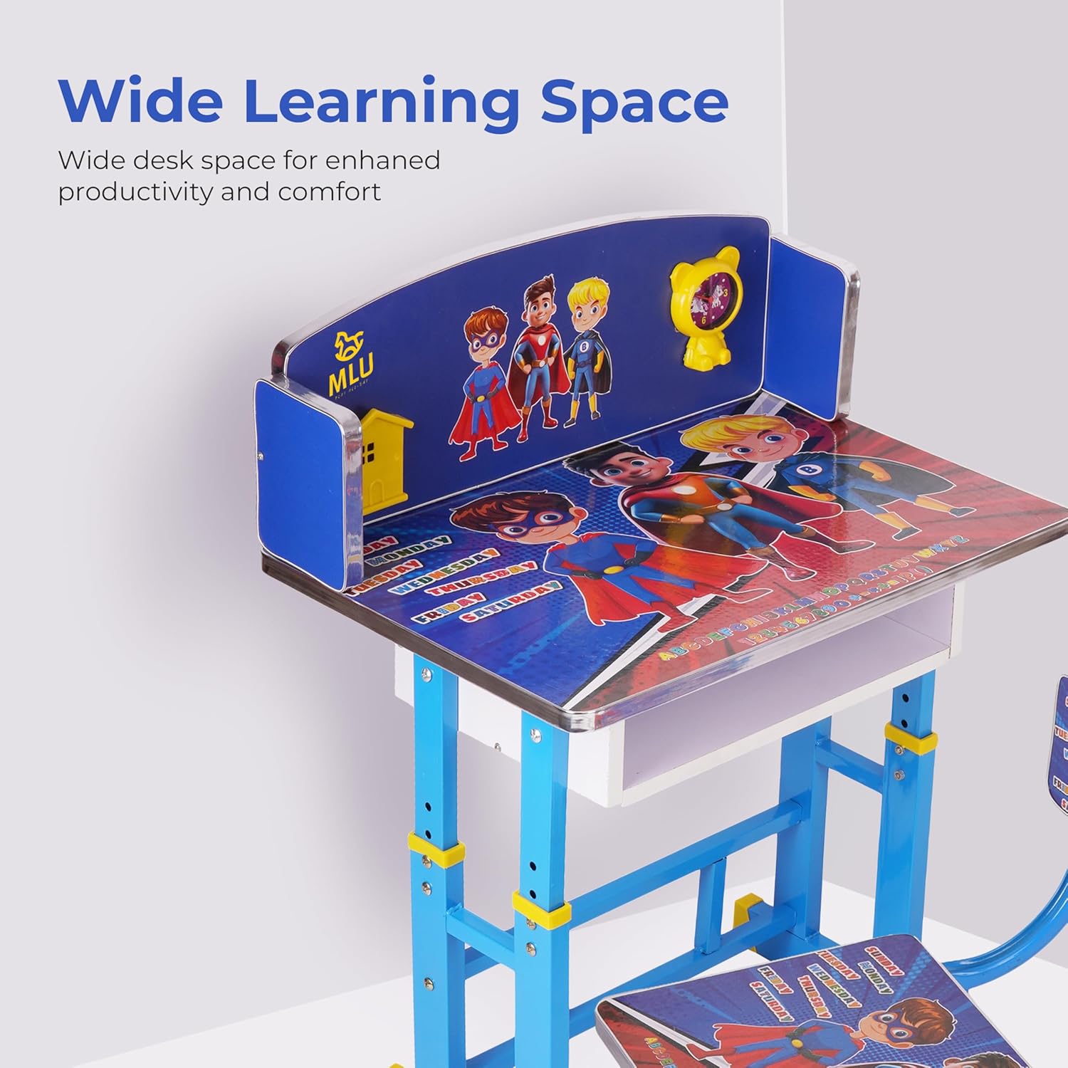 Kids Study Table and Chair Set | Height Adjustable Children's Desk  with Storage Shelf | Kids Functional Table for Homework & Crafts