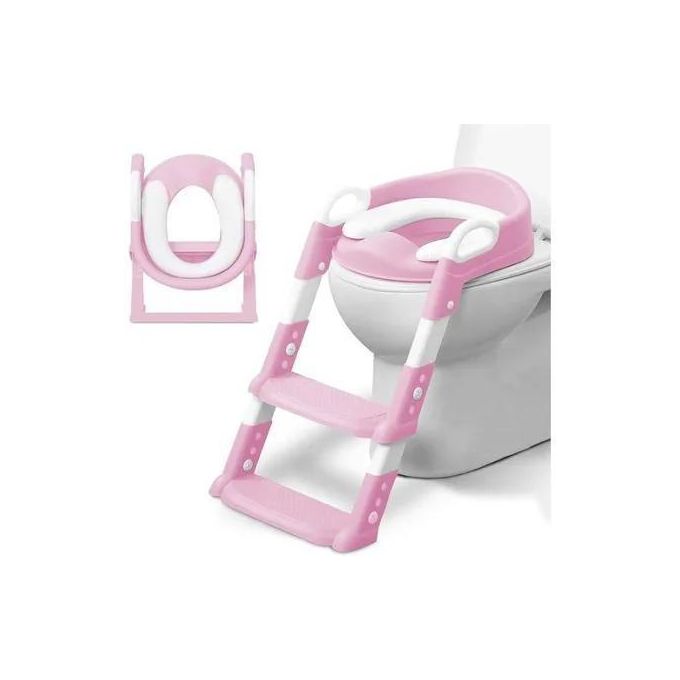 Potty Training Seat with Ladder & Backrest | Adjustable Height, Folding Kids Toilet for Boys & Girls | 75kg Load Capacity, 1-10 Years (Dark Blue)