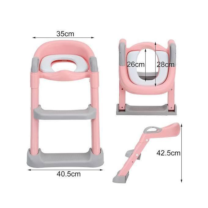 Potty Training Seat with Ladder & Backrest | Adjustable Height, Folding Kids Toilet for Boys & Girls | 75kg Load Capacity, 1-10 Years (Dark Blue)