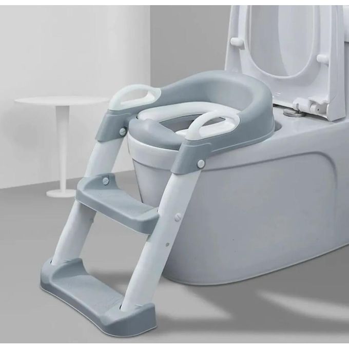 Potty Training Seat with Ladder & Backrest | Adjustable Height, Folding Kids Toilet for Boys & Girls | 75kg Load Capacity, 1-10 Years (Dark Blue)