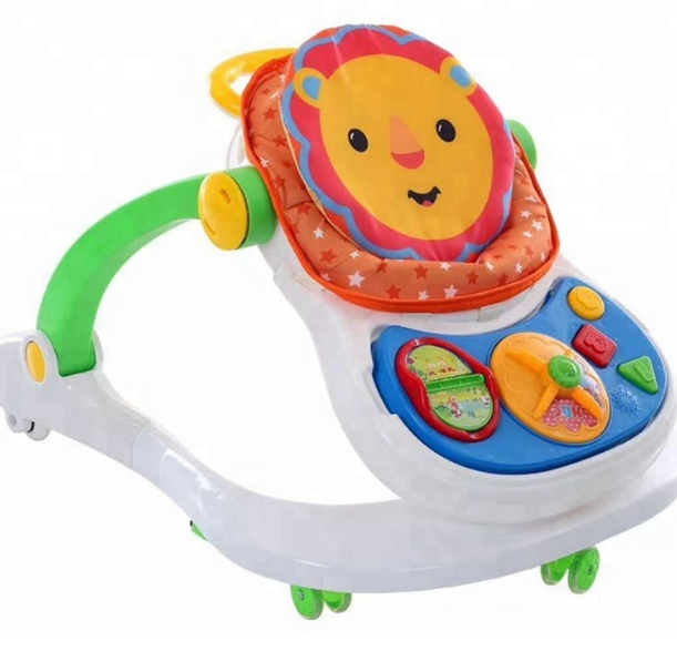 4-in-1 Foldable Baby Walker & Dining Chair | Educational Interactive Walking Toy with Learning Tray & Safety Harness | Multi-Functional Kids Chair
