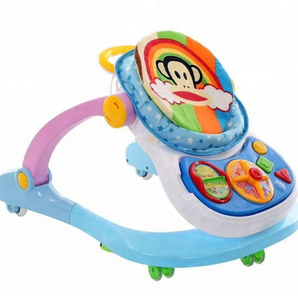 4-in-1 Foldable Baby Walker & Dining Chair | Educational Interactive Walking Toy with Learning Tray & Safety Harness | Multi-Functional Kids Chair