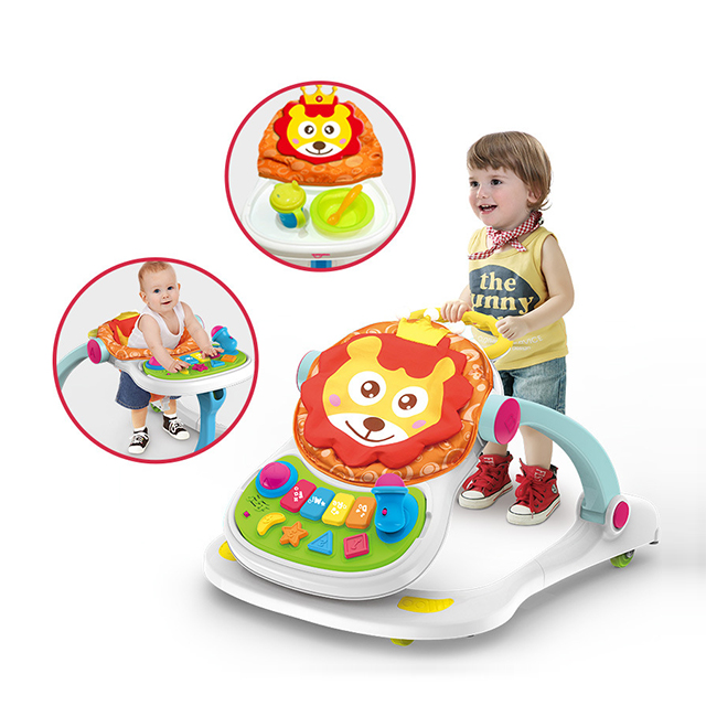 4-in-1 Foldable Baby Walker & Dining Chair | Educational Interactive Walking Toy with Learning Tray & Safety Harness | Multi-Functional Kids Chair
