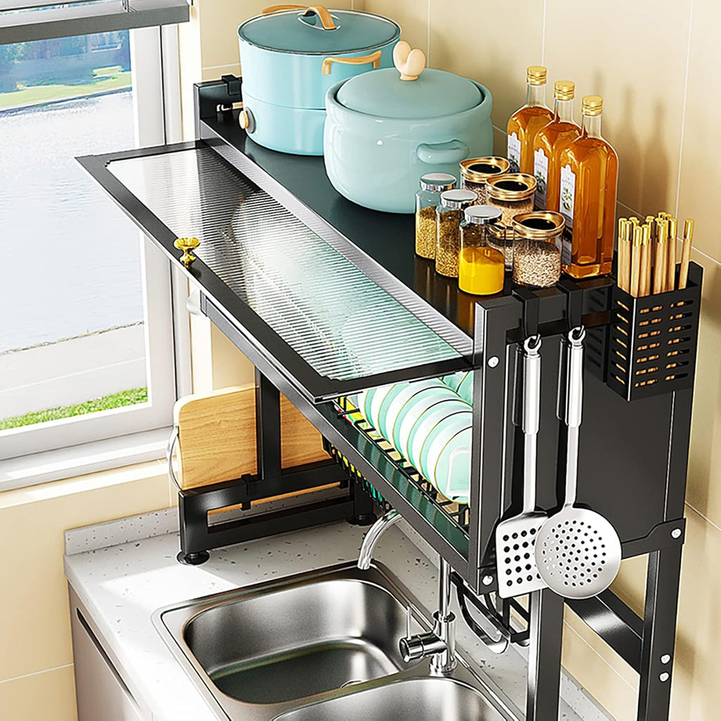 Over Sink Dish Rack – 3 Tier Dustproof Cabinet, Large Capacity, Rust-Resistant Storage