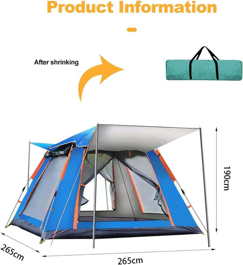 4-5 Person Automatic Pop-Up Camping Tent – Waterproof, UV-Protected & Spacious Outdoor Shelter with Porch.