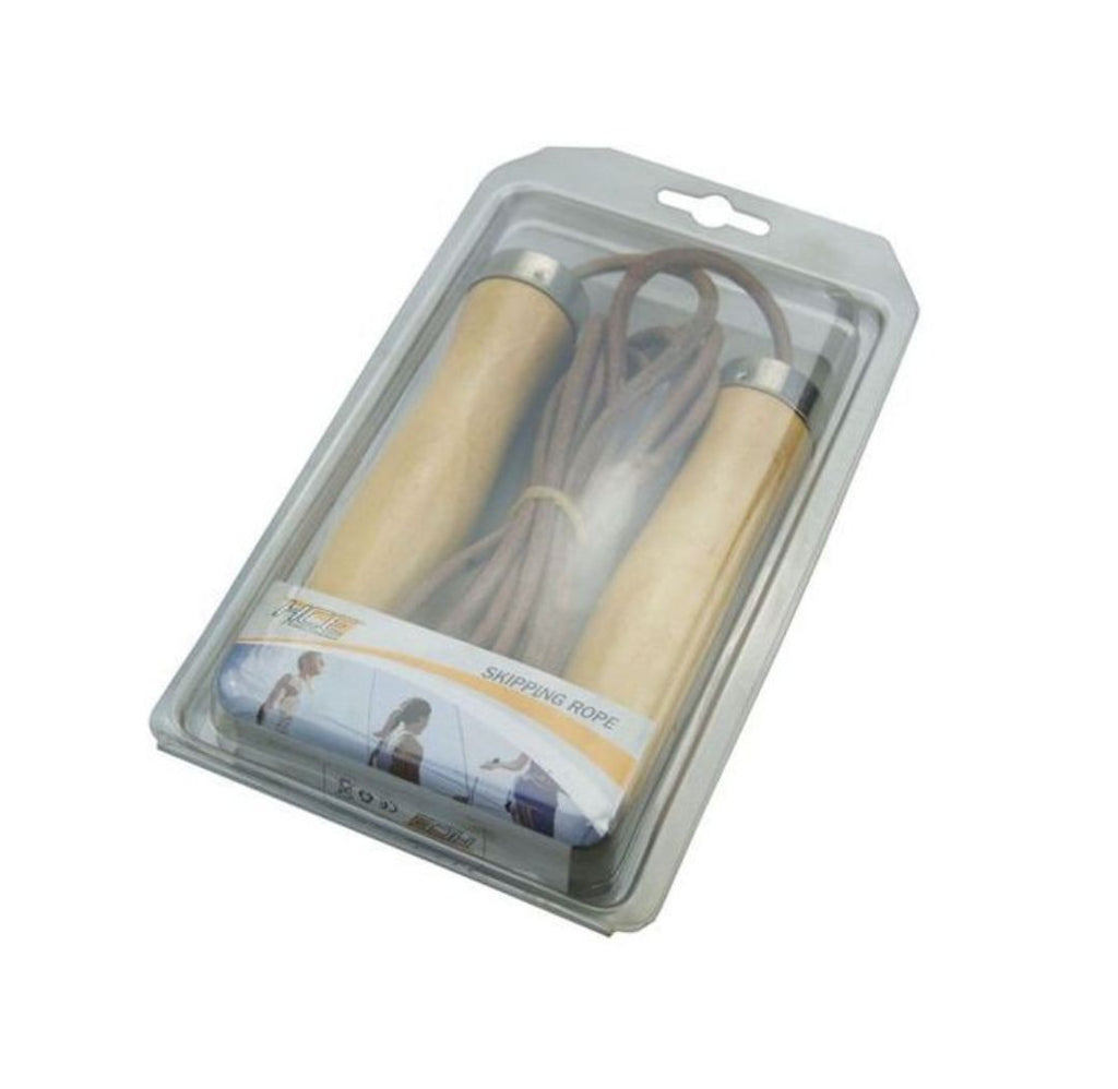 Leather Skipping Rope – Cowhide Rope, Wooden Handles, Lightweight & Portable, Adjustable Length, Fitness & Aerobic Workout