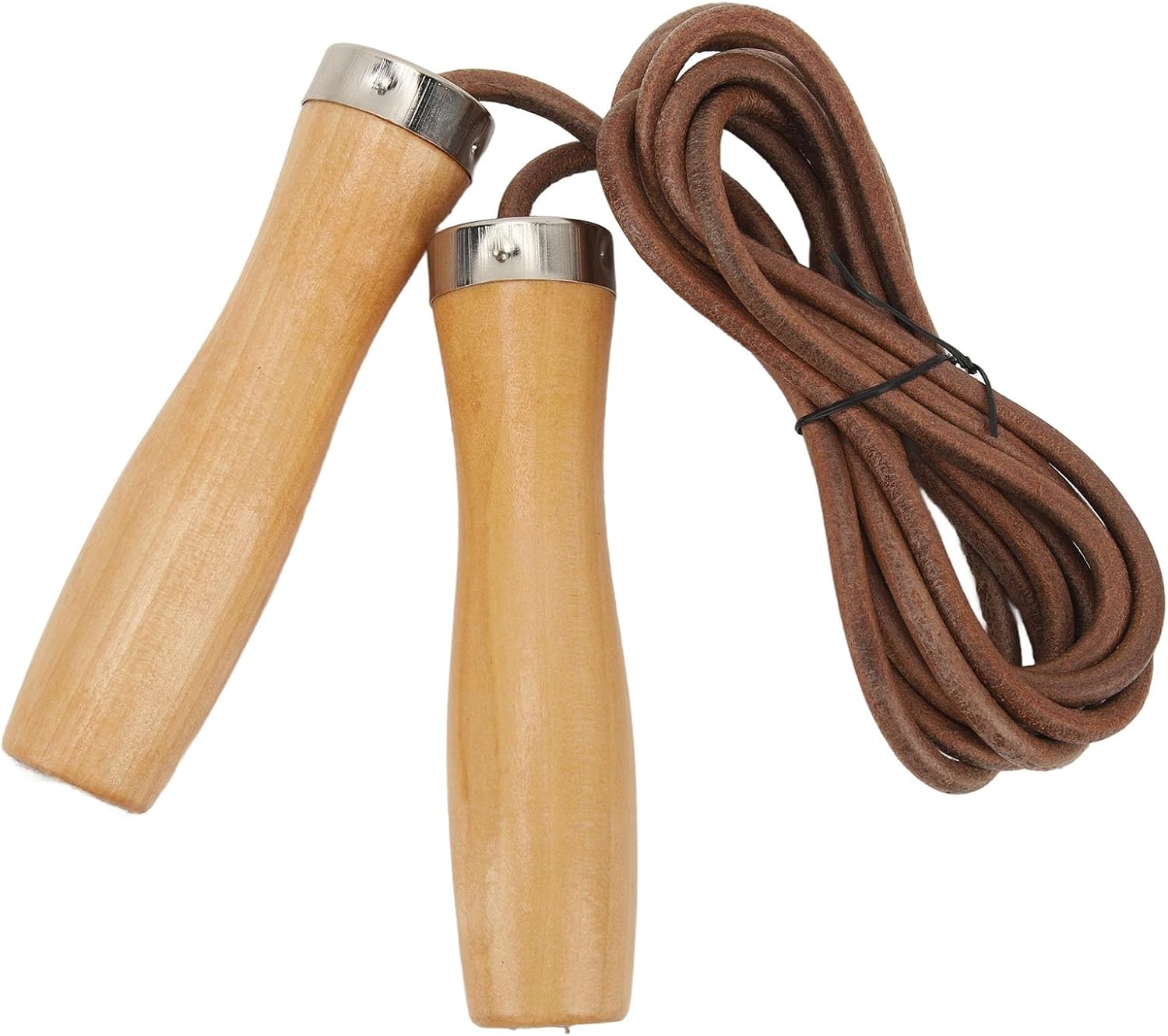 Leather Skipping Rope – Cowhide Rope, Wooden Handles, Lightweight & Portable, Adjustable Length, Fitness & Aerobic Workout