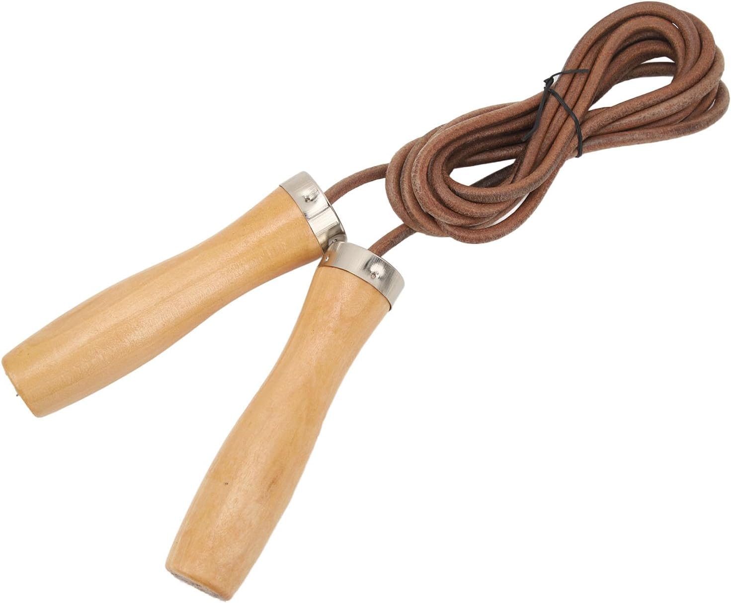Leather Skipping Rope – Cowhide Rope, Wooden Handles, Lightweight & Portable, Adjustable Length, Fitness & Aerobic Workout
