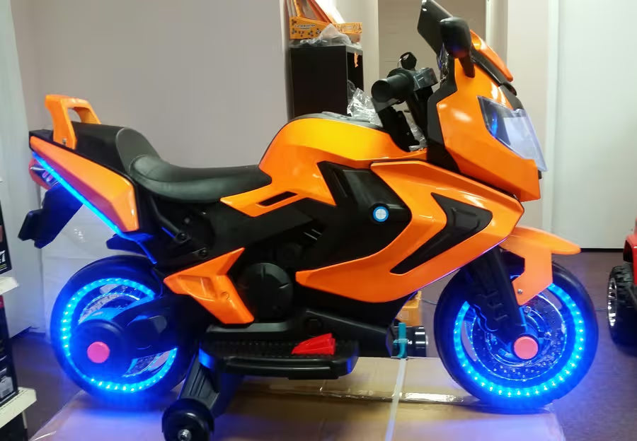 LED 12V Kids Electric Motorcycle | Ride-On Electric Sports Bike with Real Key Start, Lights & Music | Battery Operated Toy for Kids