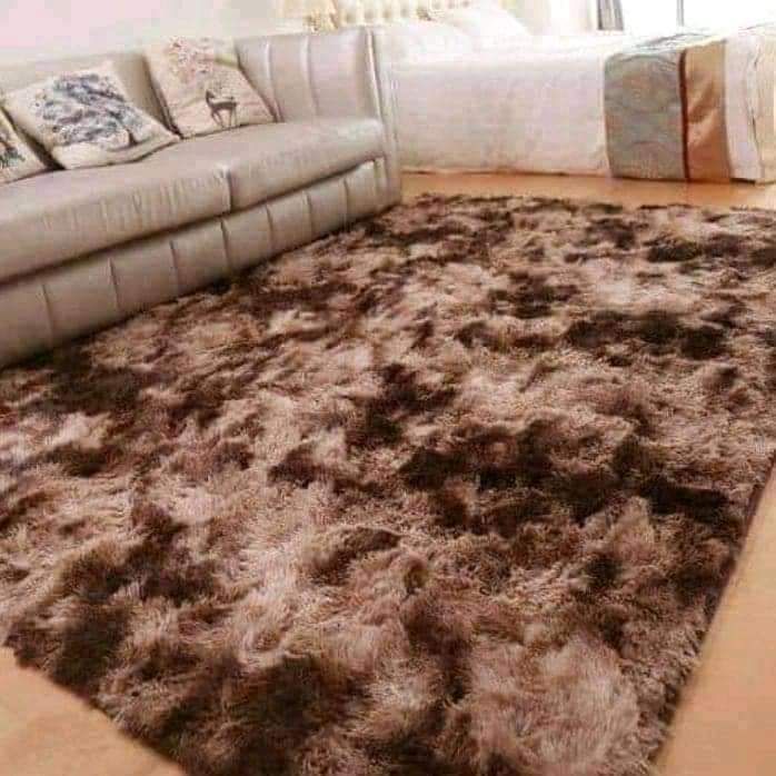 1pc Soft Touch Plush Shaggy Carpet, Orange (2x2.5m) - Polyester Non-Fading Easy to Clean Large Area Rug