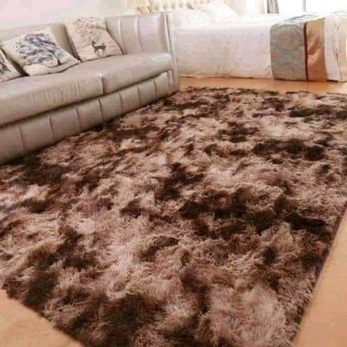 1pc Soft Touch Plush Shaggy Carpet, Orange (2x2.5m) - Polyester Non-Fading Easy to Clean Large Area Rug