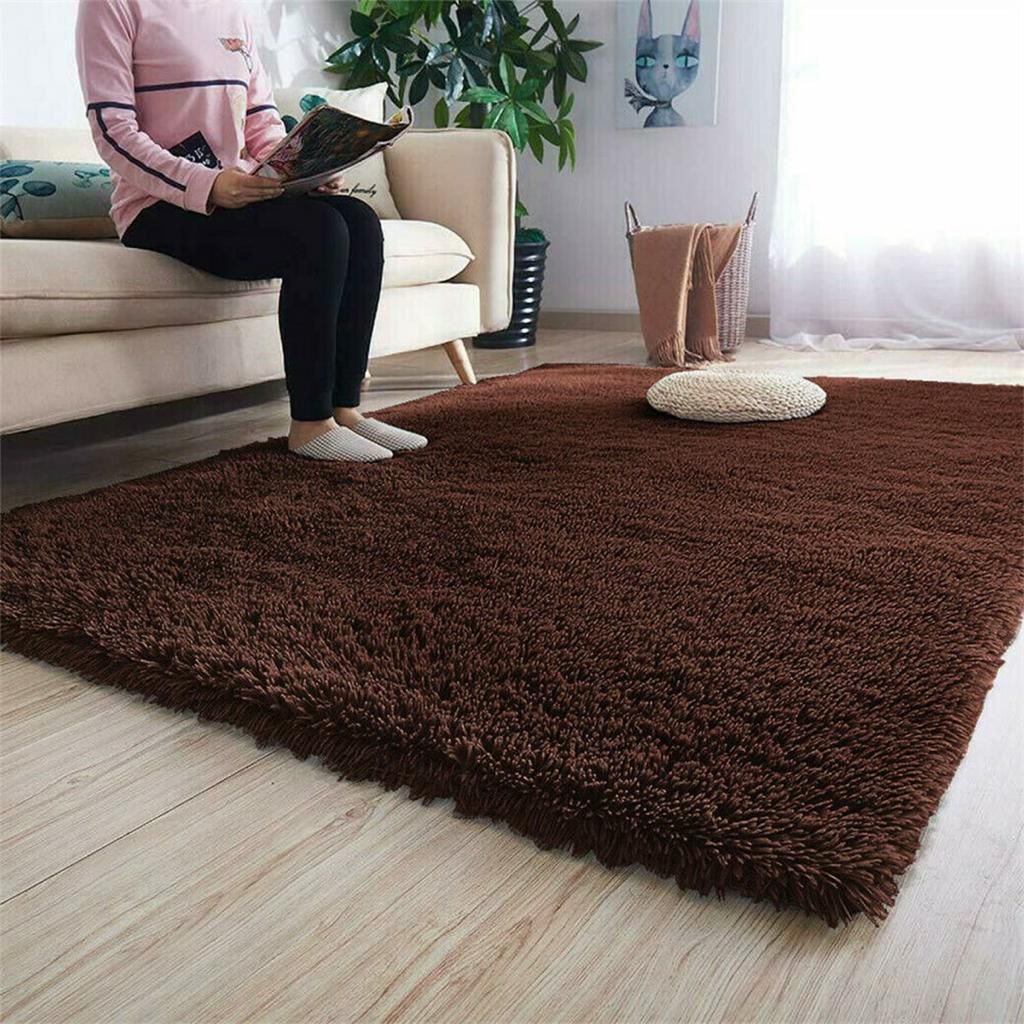 Large Fluffy Carpet 2x2.5m - Gray & Navy Blue Plush Shaggy Rug for Living Room Bedroom, Super Soft Floor Mat