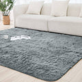 Large Fluffy Carpet 2x2.5m - Gray & Navy Blue Plush Shaggy Rug for Living Room Bedroom, Super Soft Floor Mat