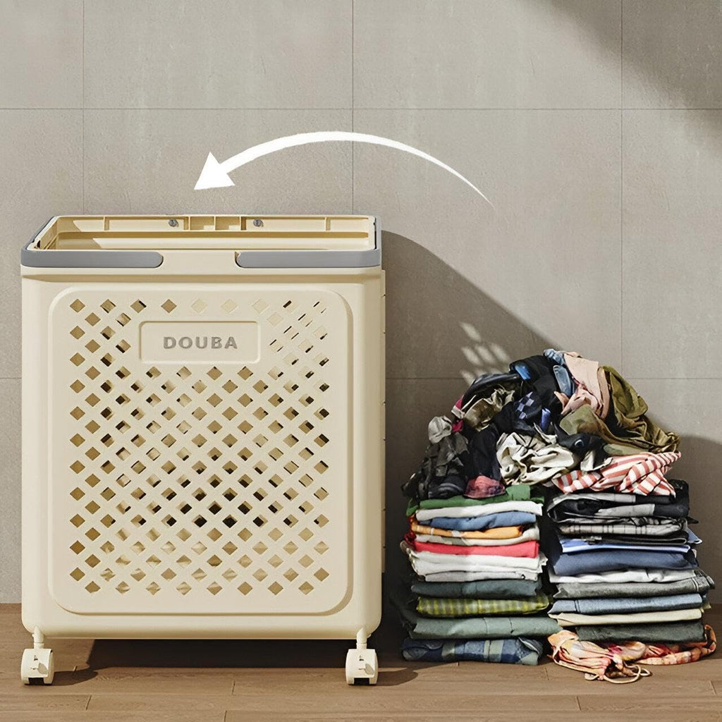Foldable Laundry Basket with Wheels – Douba 46L Multi-Purpose Storage Cart | Space-Saving & Mobile