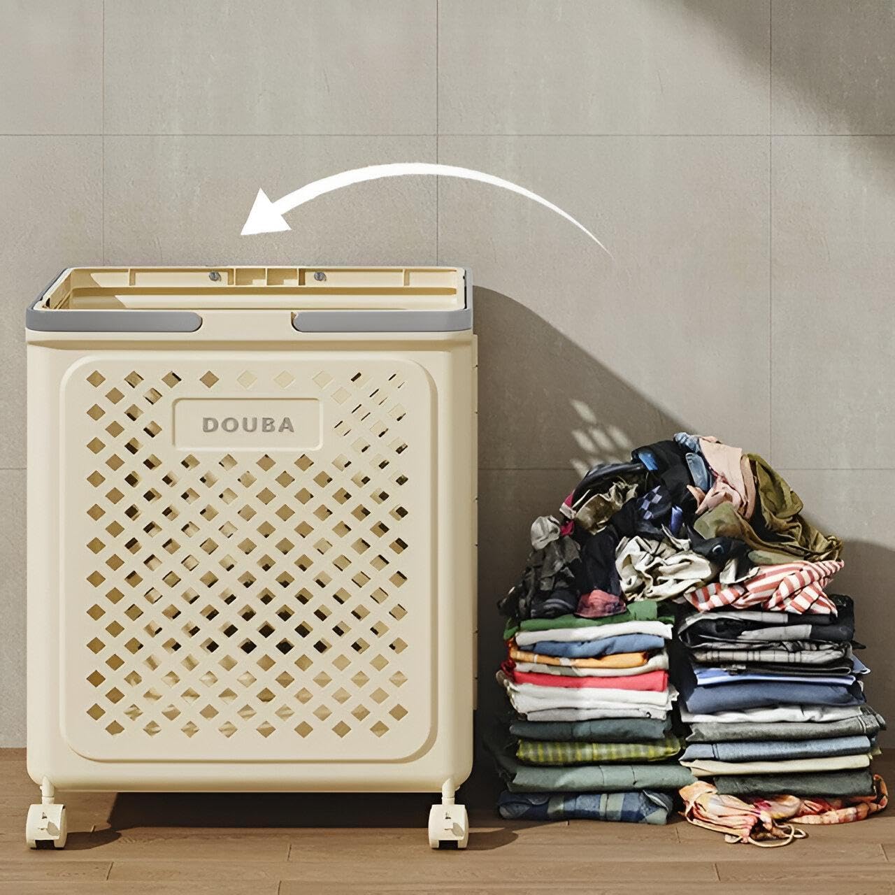 Foldable Laundry Basket with Wheels – Douba 46L Multi-Purpose Storage Cart | Space-Saving & Mobile