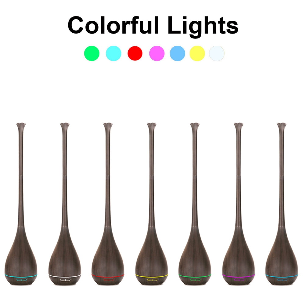 Long Nozzle Essential Oil Diffuser – 500ml Wood Grain Aroma Humidifier with Long Nozzle & Negative Ion Technology