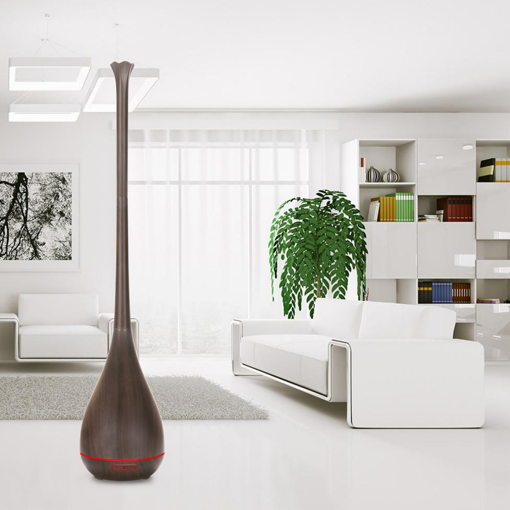 Long Nozzle Essential Oil Diffuser – 500ml Wood Grain Aroma Humidifier with Long Nozzle & Negative Ion Technology